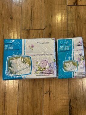 Fashion Manor Vintage JC Penney Penn Prest Flat Double Sheet and 2 Pillowcases